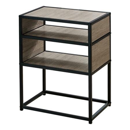 DAPHNES DINNETTE 22 in. Metal Accent Table with Table Top - Dark Taupe & Black DA3067086